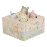 Little Dutch - Drewniana zabawka pop-up, safari friends
